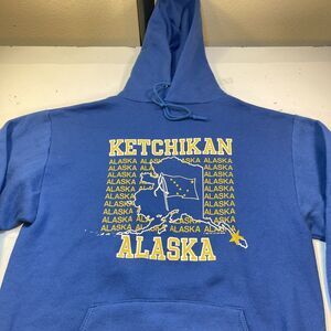 SUPER WEIGHTS BY RUSSELL KETCHIKAN ALASKA HOODIE SWEATSHIRT XL 1988 VINTAGE